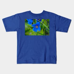 Blue Poppy Flower Elegance Kids T-Shirt